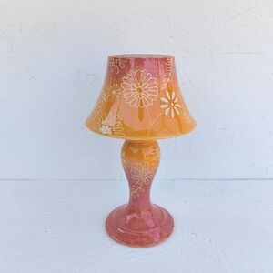 VINTAGE | Yankee Candle Floral Paisley Lamp Candle Shade Orange & Pink Ombre